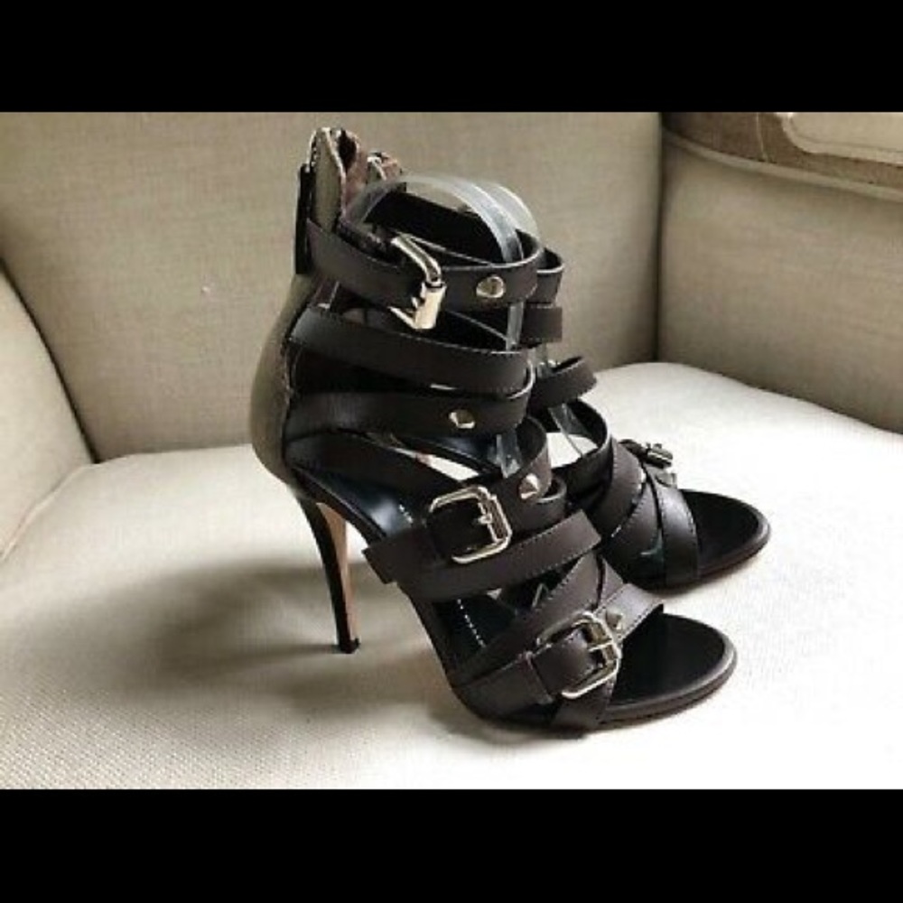 Giuseppe Zanotti Heels Caged Brown Leather Studs - Picture 3 of 7